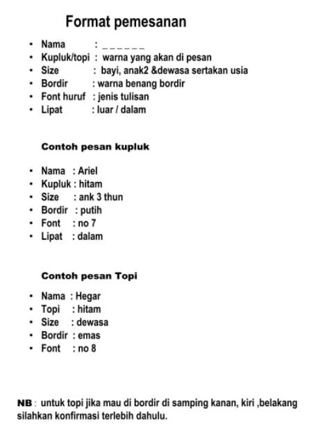 Kupluk Anak Bayi Bordir Nama Perempuan dan Laki Laki-2