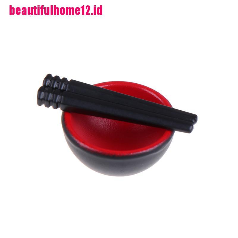 【beautifulhome12.id】10pcs/set 1/12 Miniature Dollhouse Chinese Dish Bowl Chopsticks Tableware Set