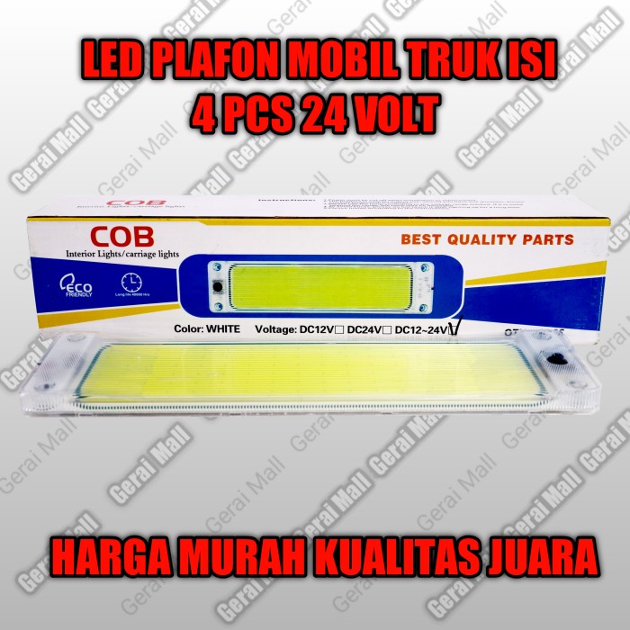 Lampu led plafon mobil truk isi 4 pcs 24 volt