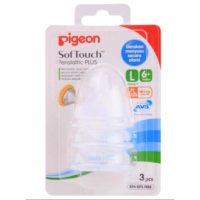 Pigeon Peristaltic Plus Nipple Wide Neck S / M / L