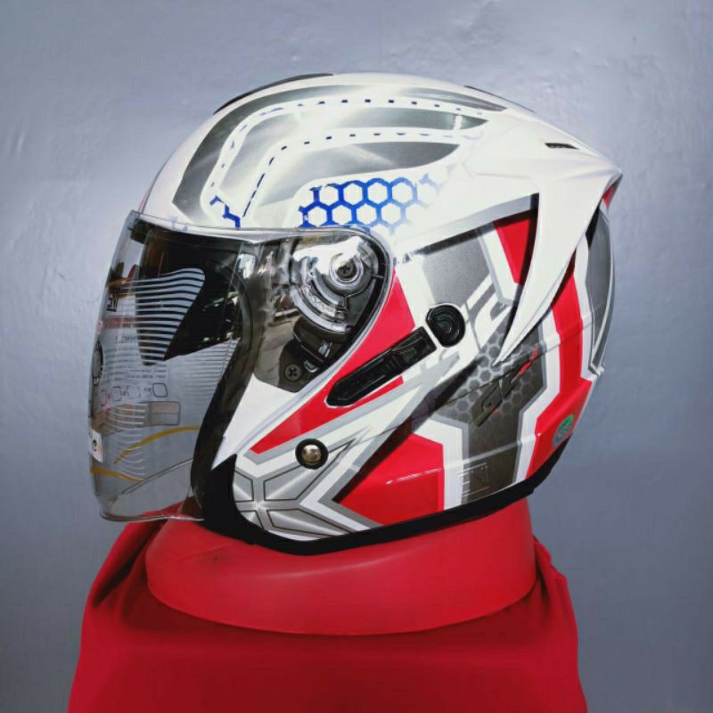 HELM G2 OPTIMAX MOTIF WHITE RED DOUBLE VISOR