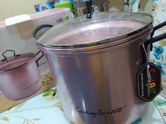 Maspion Panci Super Stockpot Colan Pastel 22 Cm Merah Muda - Aluminium