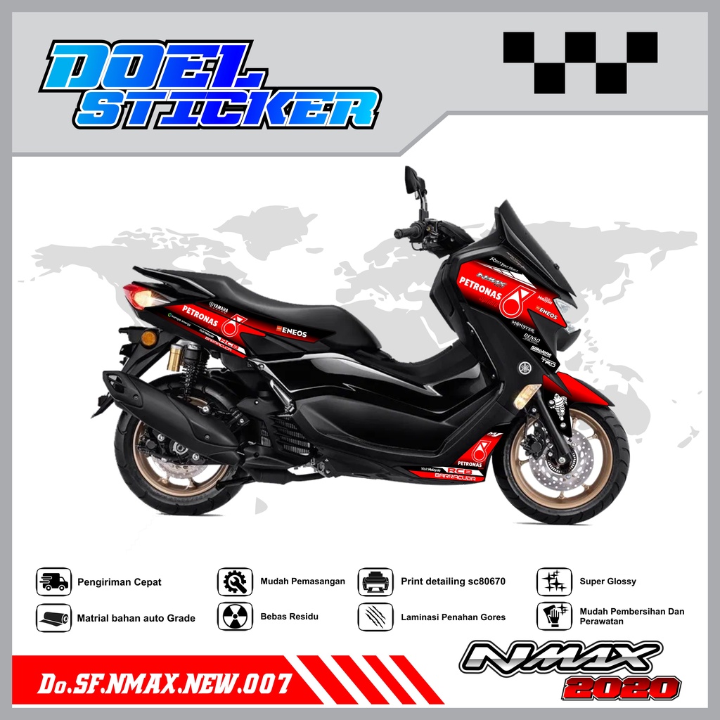 STICKER STRIPING NMAX NEW 2020 - STICKER STRIPING LIST VARIASI HOLOGRAM , CROME YAMAHA NMAX NEW 2020 DOEL 007