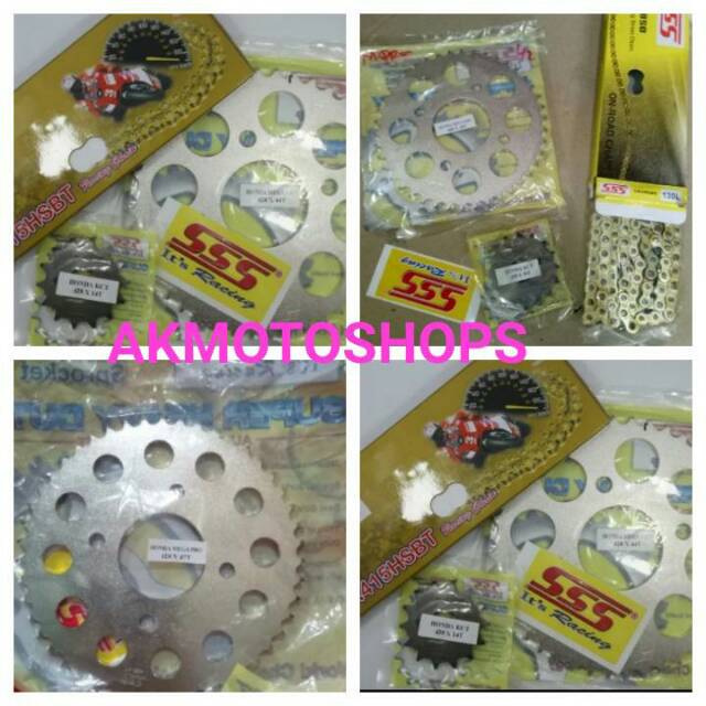 gear set sss honda cbr150r,cb150r,verza,megapro,tiger,cbr150 thailan,sonic,supra gtr 428 ori sss