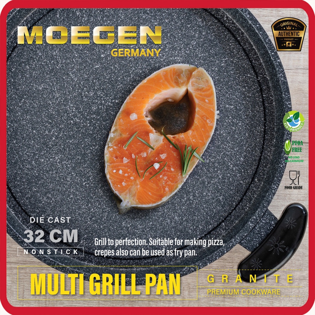 ORIGINAL MOEGEN Germany multi grill bulggi pizza roaster bbq crepe barbeque pan 32cm granite series plus kaca