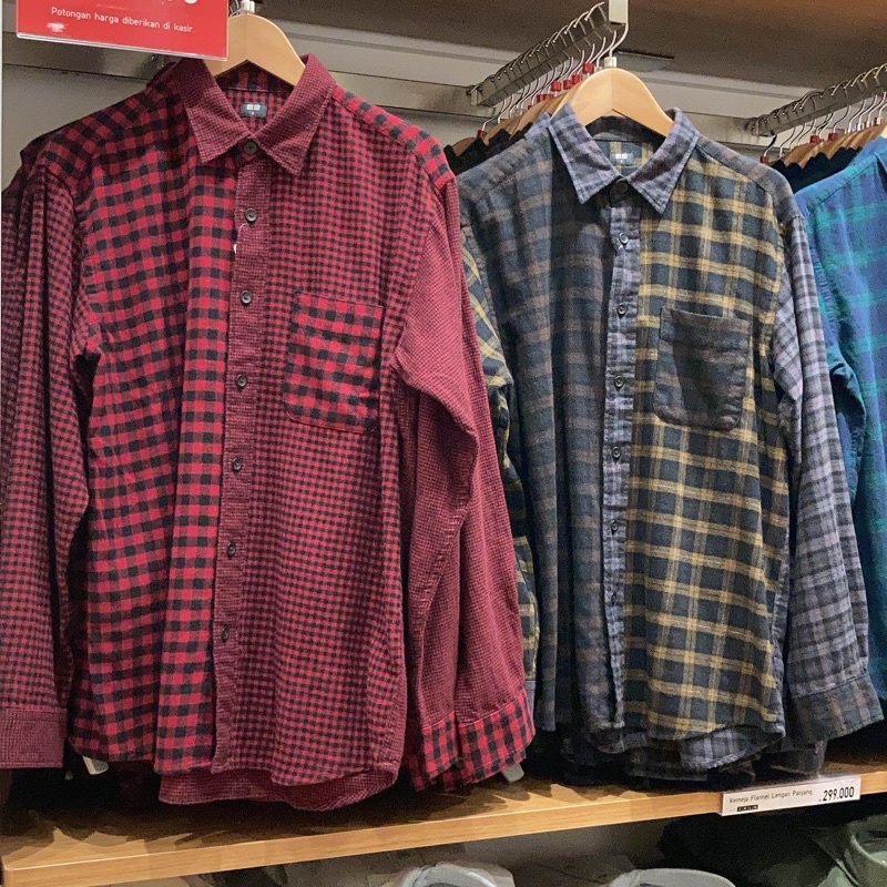 kemeja flannel uniqlo pria
