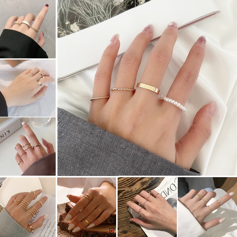 Set Perhiasan Cincin Wanita Gaya Korea Untuk Hadiah