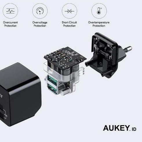Best Seller KODE-288 Aukey Charger Iphone Samsung 2 Ports 12W with AiPower ORIGINAL VERY FAST CHAR