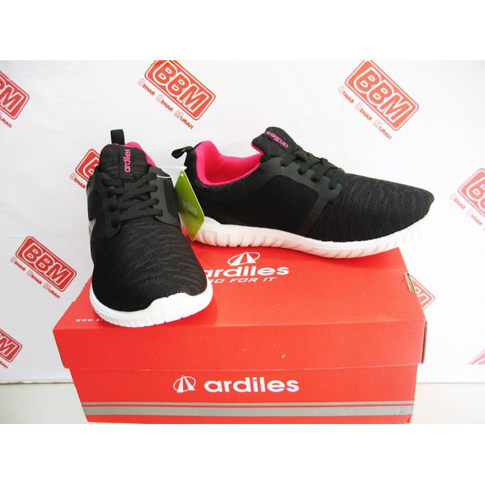 ARDILES SHOPIE - SEPATU WANITA SANTAI KERJA RUNNING - Hitam/Merah Fush