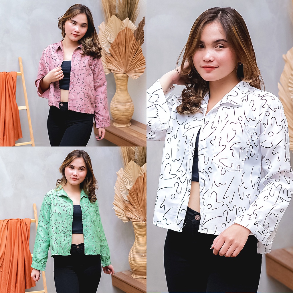 Tq88indonesia Fashion Baju Kemeja  Wanita Lengan Panjang Terbaru / Kemeja Fitro / Hem  Katun Cewek / Ootd / Kem