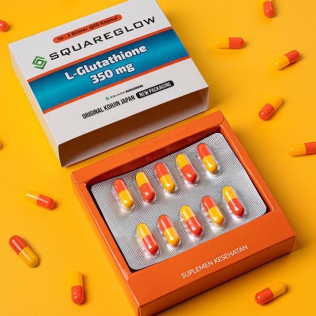 L-Glutathione Reduced 350 mg ( SQUAREGLOW original Kohjin jepang)
