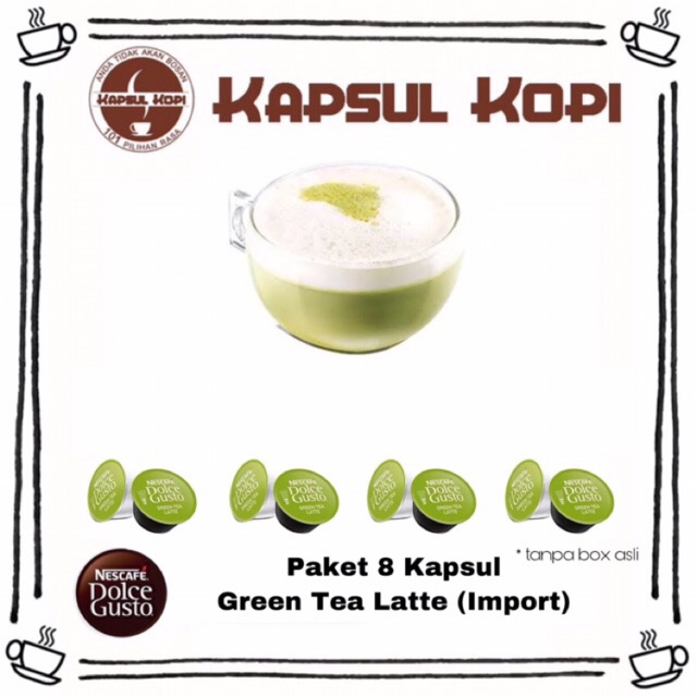 Paket 8 Kapsul Green Tea Latte Nescafe Dolce Gusto Import Kapsul Kopi Coffee Capsule Pod