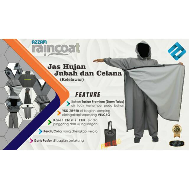 Jas hujan ponco celana bahan taslan daun talas Exclusive brand Azzam Raincoat