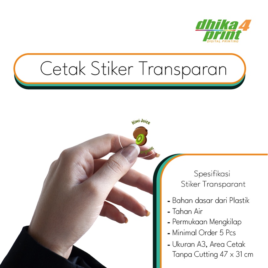 

Cetak Stiker Transparan A3 Cutting label makanan dan minuman