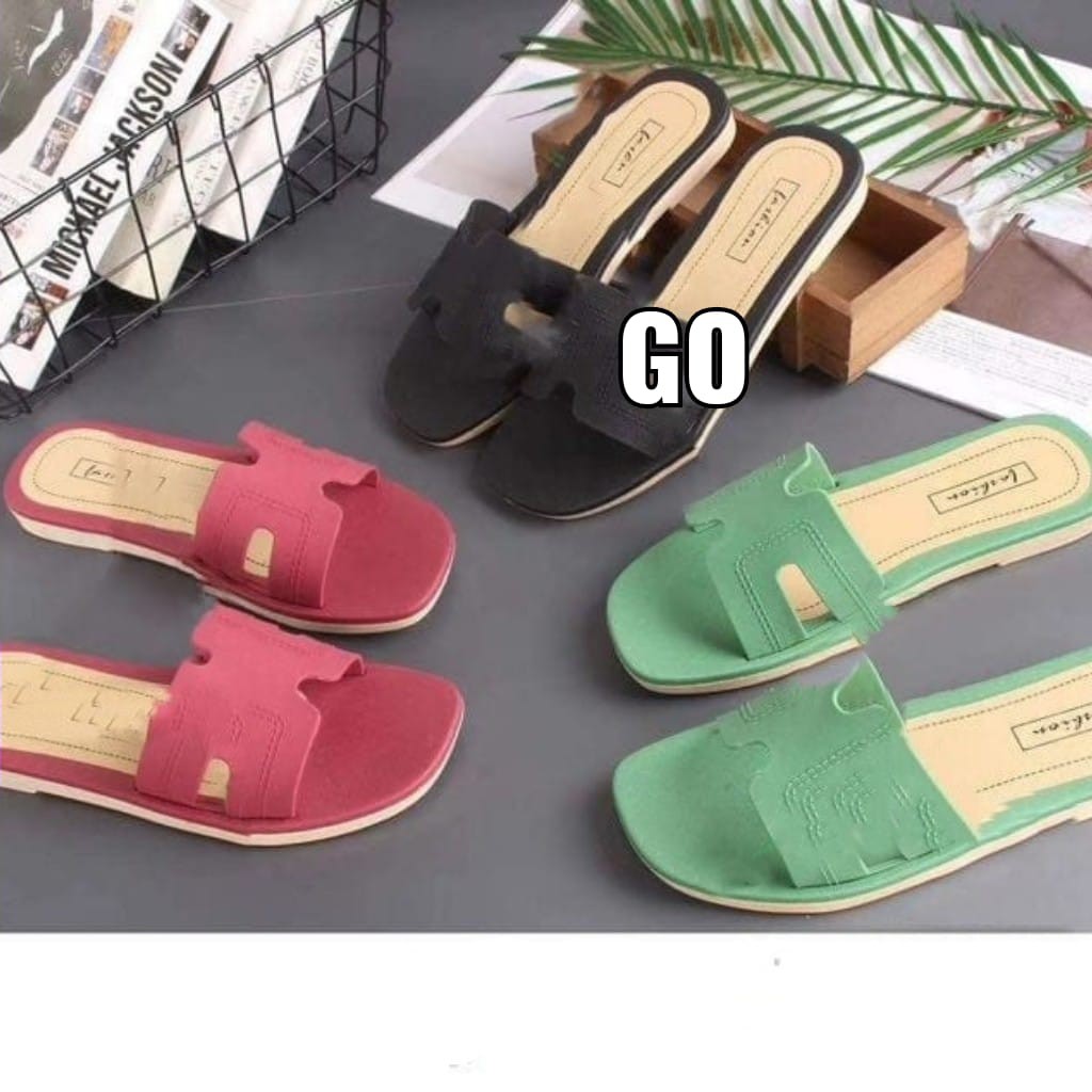 gos Import H FASHION Sandal Wanita Murah Slip Casual Teplek Sendal Cewek Flat