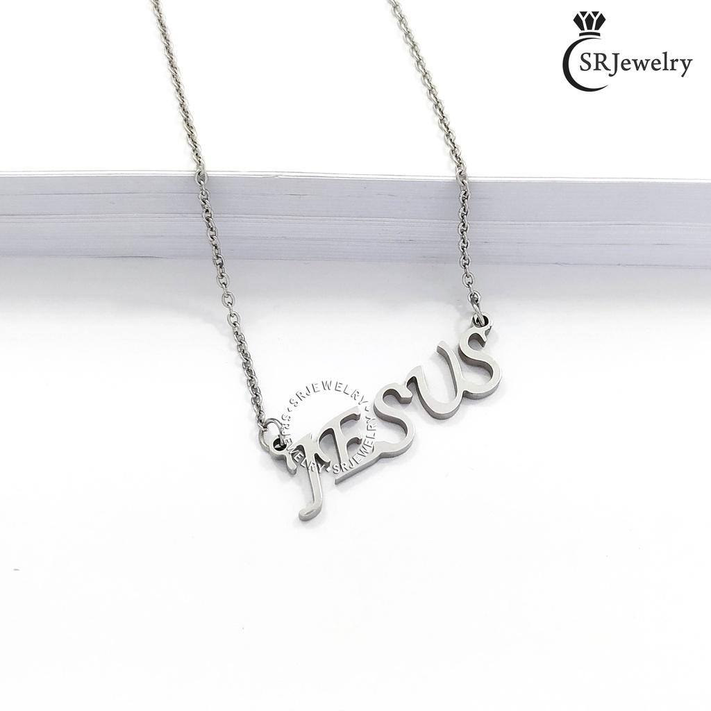 Kalung Nama Perak Titanium Jesus Aksesoris Rohani Kristen