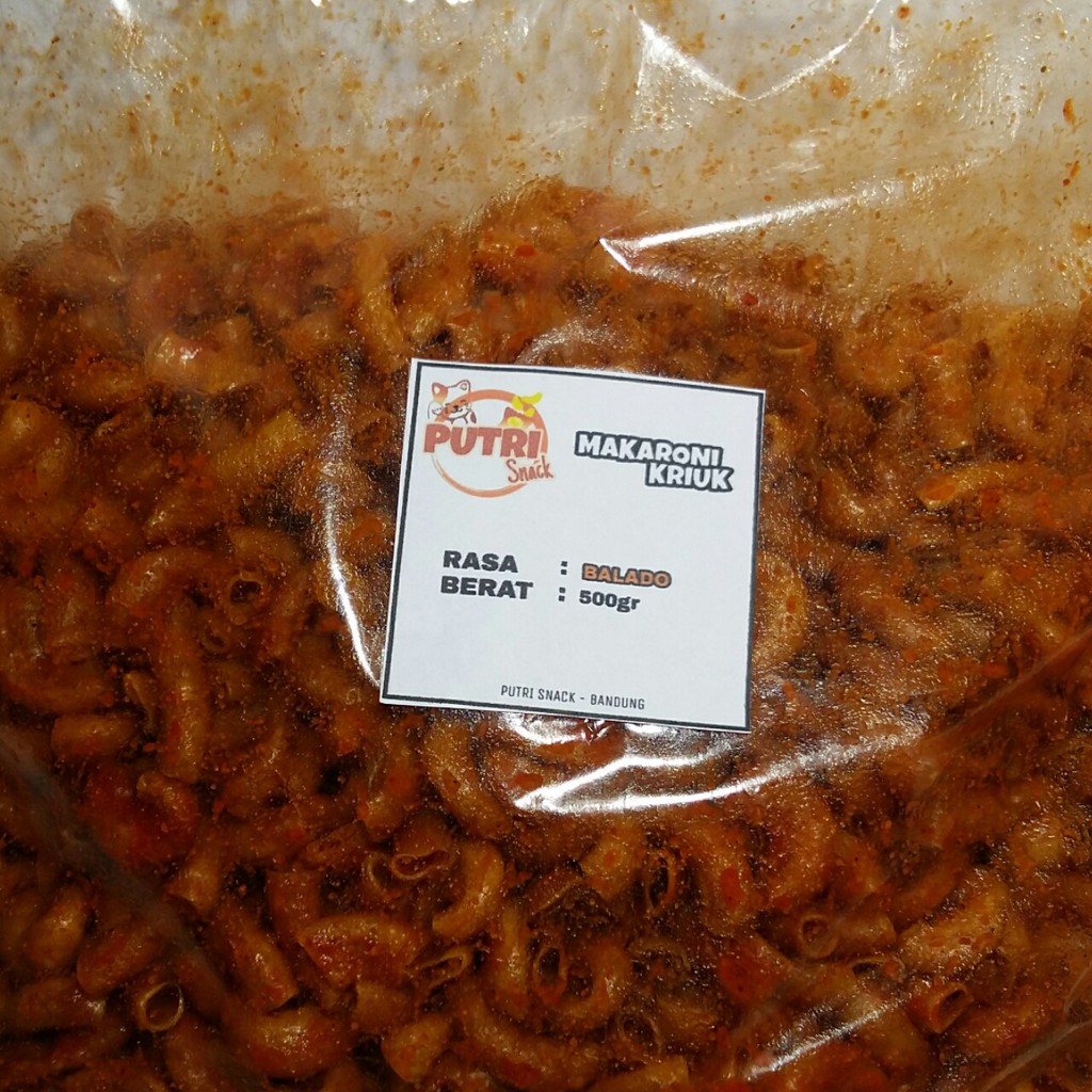 Makaroni Kriuk Kemasan Kiloan ( putri snack ) cemilan kering 500gr