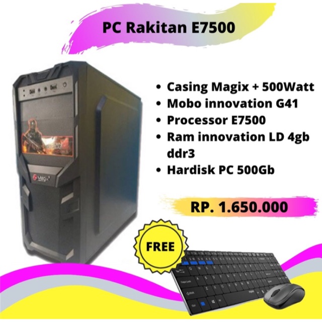 PC Komputer Rakitan Untuk Kantoran - intel E8400 -G41- Ram 4GB - HDD 500GB