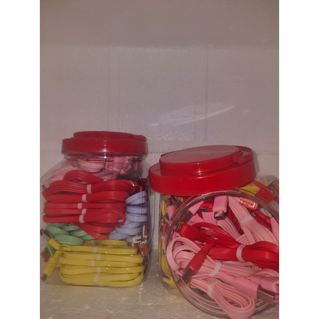 Kabel data MicroUSB Type-C Lightning fast charging Macaron Grosir 1 toples 50 pcs termurah