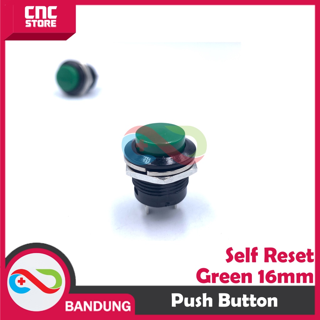 PUSH BUTTON NON LOCKING 16MM SELF RESET WARNA HIJAU