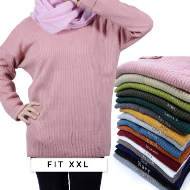 ATASAN RAJUT POLOS BASIC DAN JUMBO DEWASA