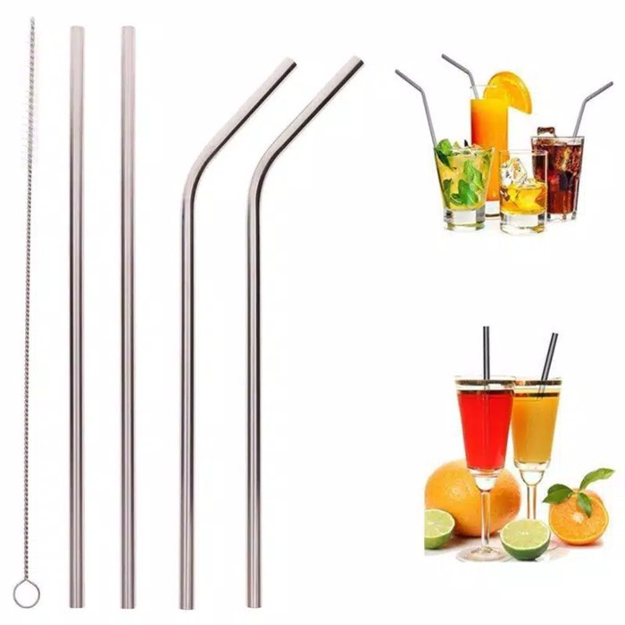 [BISA COD] PROMO Sedotan Set Isi 5 Pcs Stainless Sedotan Stainless Sedotan Minuman Alat Minum Alat Makan Praktis Higienis