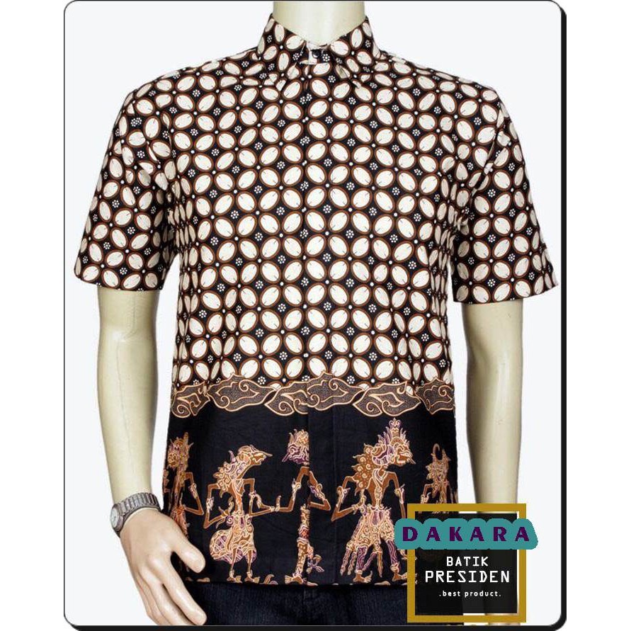 Batik cowok wayang L 039 Kemeja batik pria Batik keren modern motif wayang Motif kawung