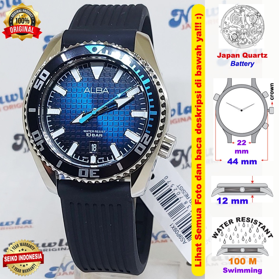 Alba Quartz AS9P09X1 Blue Sunburst - Jam Tangan Pria AS9P09