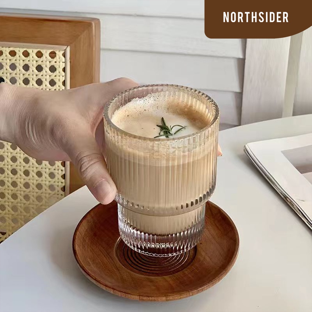 GELAS KACA KOPI TEH MINUMAN TEBAL COFFEE NORDIC RIPPLE GLASS