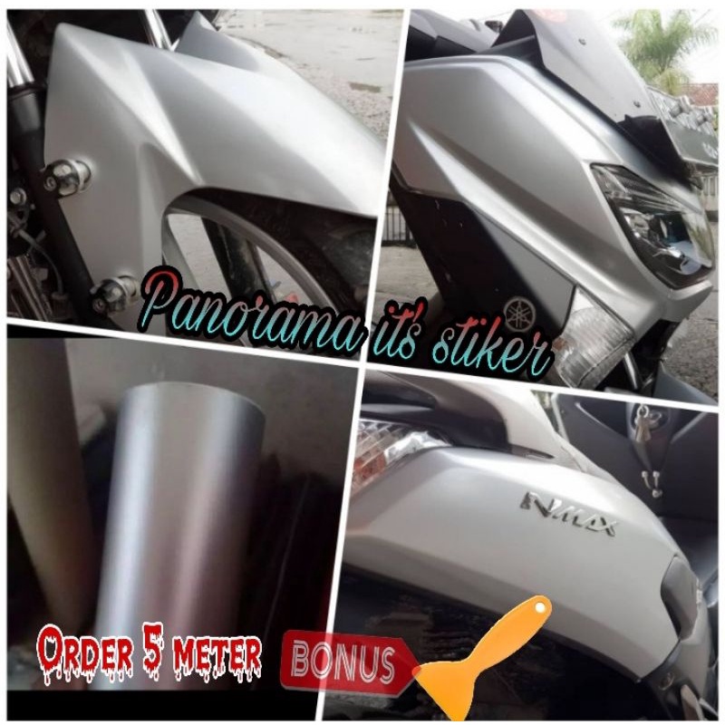 sticker skotlet motor silver doff mett/scotlite putih silver metalic /sticker motor dop