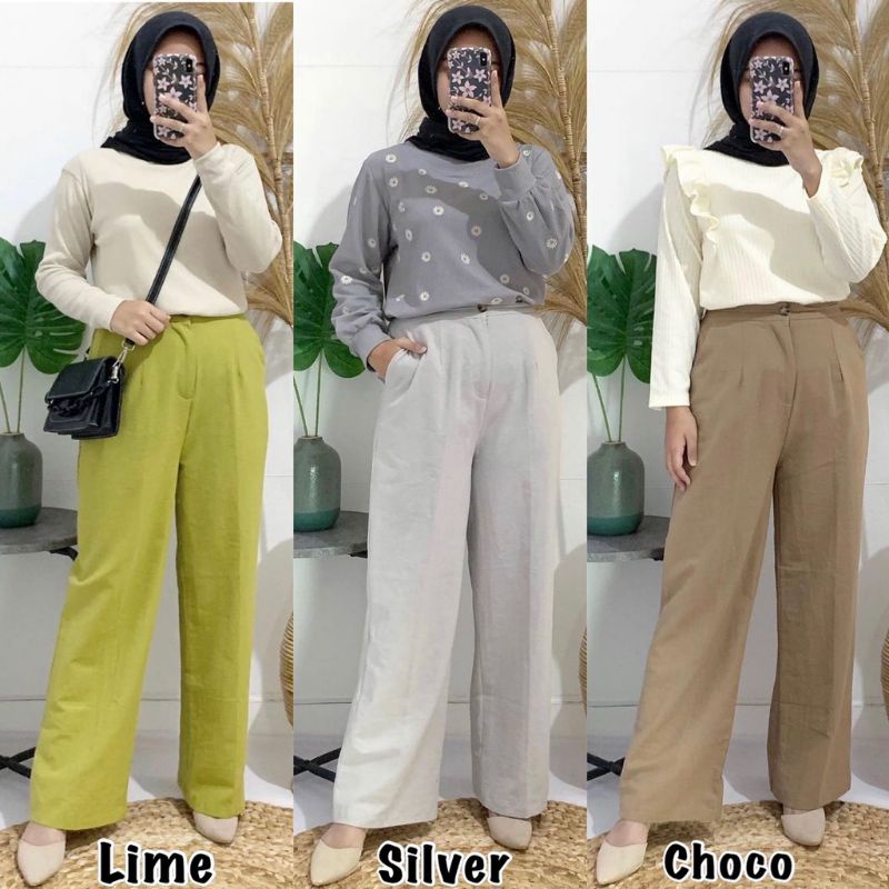 CELANA SOLEIL WANITA KULOT PANJANG  PREMIUM FASHION WANITA TERBARU BAWAHAN HIGH WAIST KULOT POLOS KEKINIAN MURAH KATUN PANTS PREMIUM CEWEK BIG SIZE HITS SELEBGRAM CULLOTE KATUN PANJANG BASIC PANTS KOREA WANITA DEWASA-2
