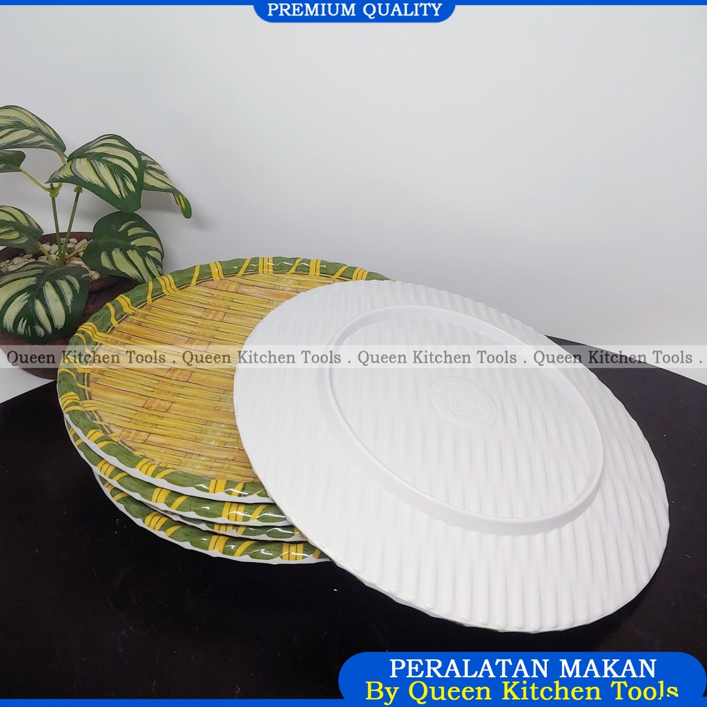 Piring Saji Motif Anyaman Daun Kelapa | Piring Saji Melamin Model Anyaman Tebal | Piring Lucu