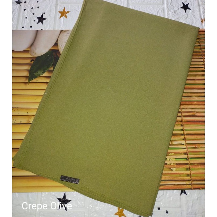 [175X75 CM] Jilbab Pashmina Polos Crepe Diamond Italiano Umama-Crepe Olive