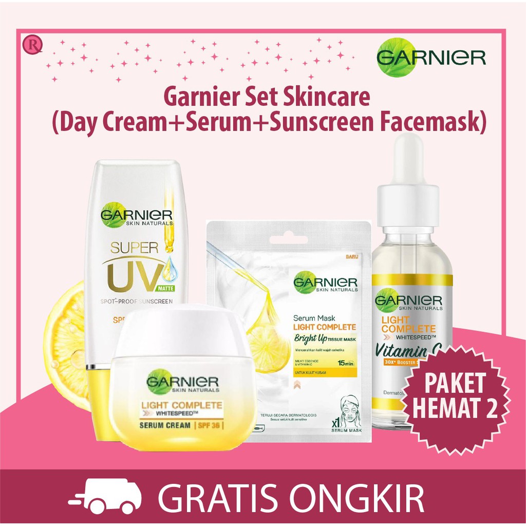 GARNIER Paket Hemat 2 - Rangkaian Set Lengkap Light Complete Series Skincare Noda Hitam