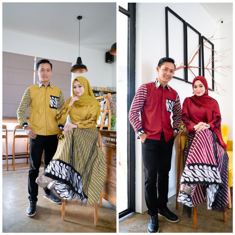 Gamis couple baju muslim Matt toyoba super Batik Tille M L XL XXL