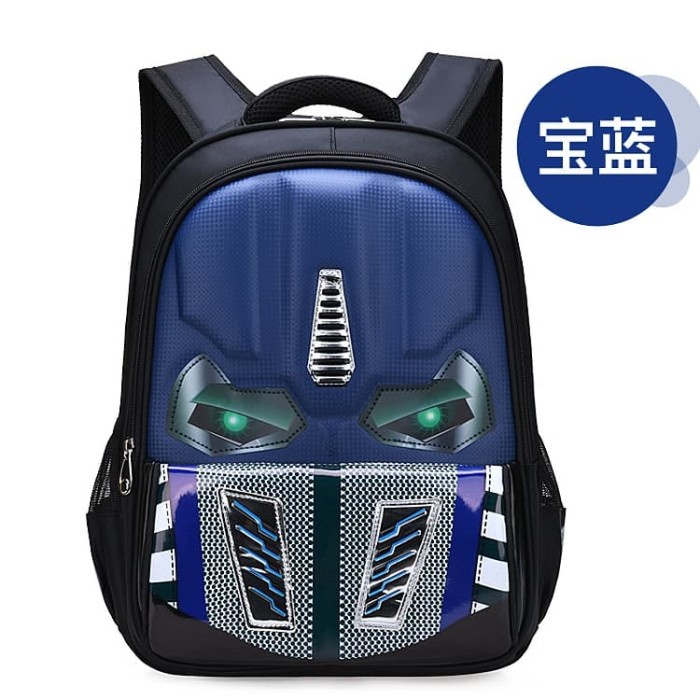 TAS RANSEL SEKOLAH SD / TK IMPOR ANAK LAKI-LAKI ROBOT TRANSFORMER LED - Biru Dongker