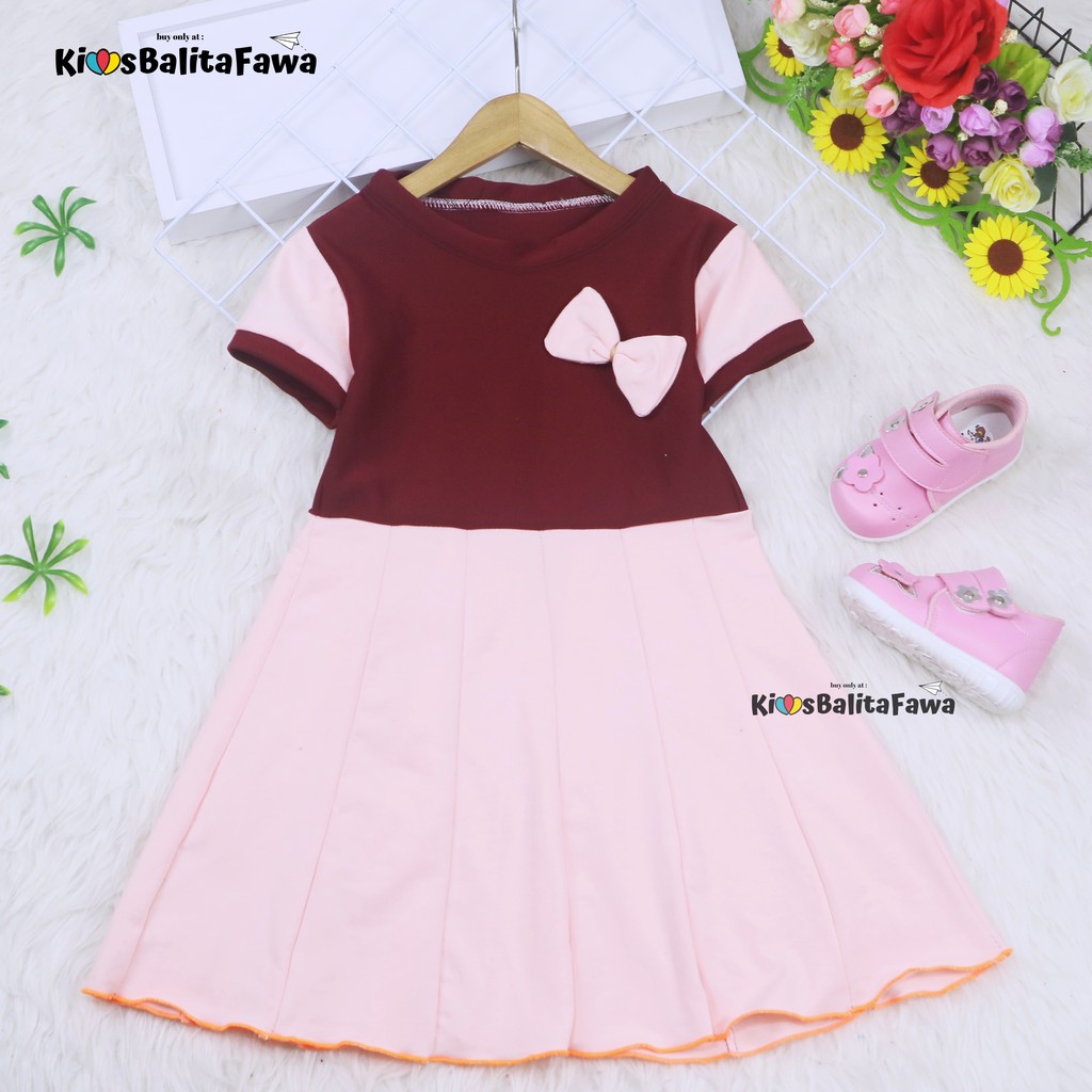 Dress Karin uk 4-5 Tahun / Baju Anak Perempuan Dres Lengan Murah Gaun Pesta Import Motif Grosir