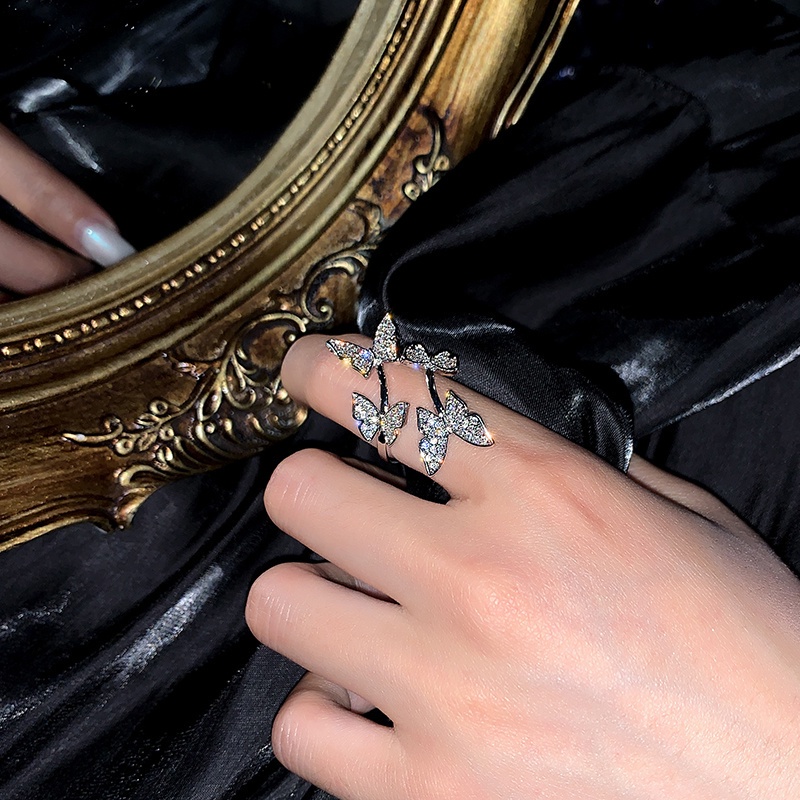 Butterfly Cincin Jari Telunjuk Model Terbuka Desain Kupu-Kupu Untuk Wanita