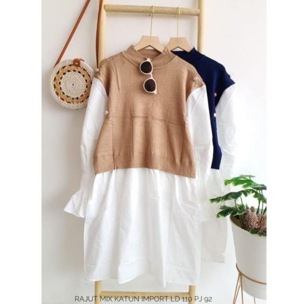 Blouse rajut mix katun import ld 110 cm