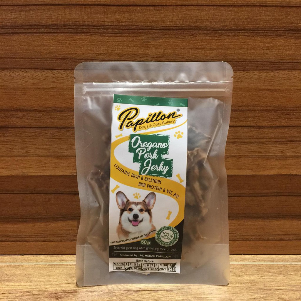 

PAPILLON Dog Snack Homemade Oregano Pork Jerky 50gr