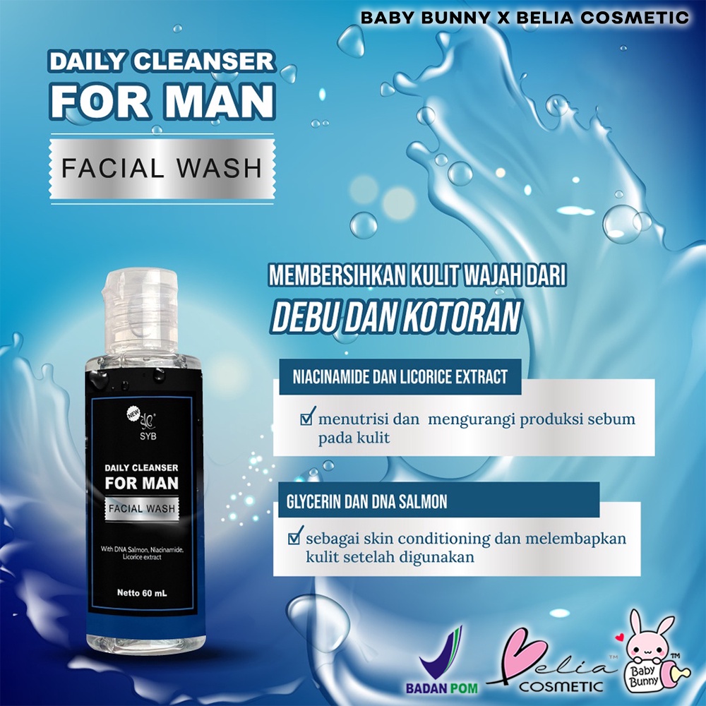 ❤ BELIA ❤ SYB Facial Wash For Man 60ml Daily &amp; Acne | Cleanser | Acne | Pembersih Wajah | BPOM