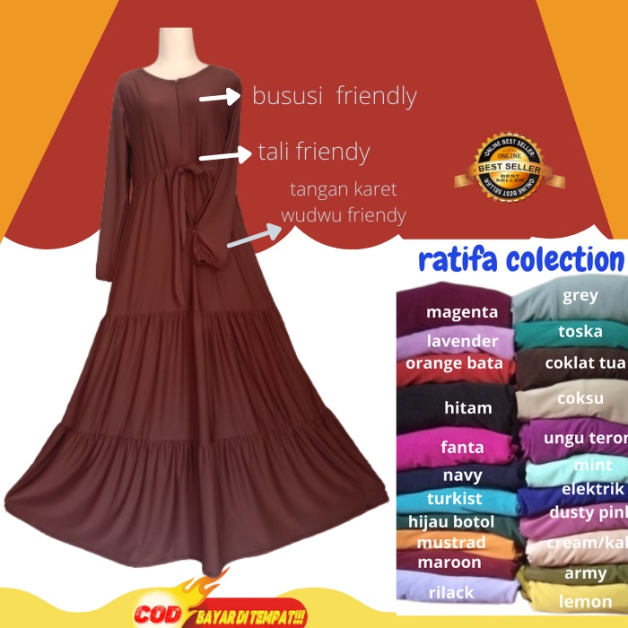 Gamis Jersey Susun Canda Serut |Tali aktif/busui friendly/wudwu friendly tangan pakai karet,terbaru fashion wanita kekinian