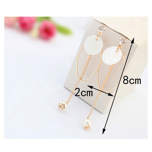 LRC Anting Tusuk Fashion Gold Color Oval Shape Decorated Simple Hollow Y57133