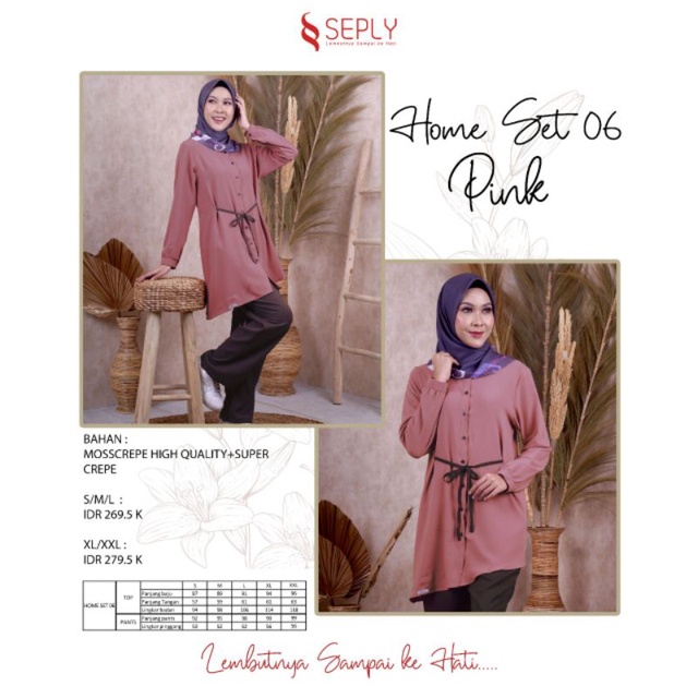 HOME SET 06 PINK,DRY ROSE,NAVY SETELAN MUSLIM SEPLY STELAN ETHICA