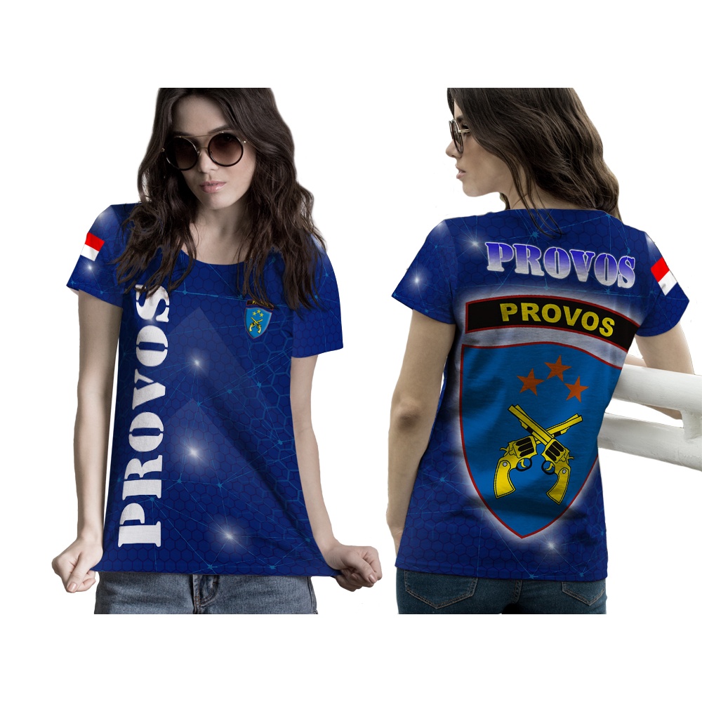 TiniShop - Kaos PROVOS TNI Wanita FullPrint / Kaos PROVOS Polri / Kaos PROVOS Termurah