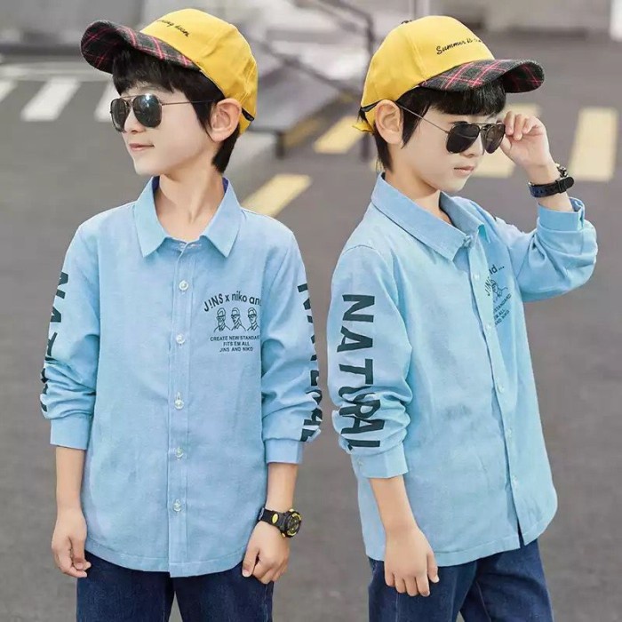COD baju anak Laki2 Modis Kemeja anak Cowok kekinian usia Umur 5 6 7 Tahun Ready Hem anak Lengan Pan