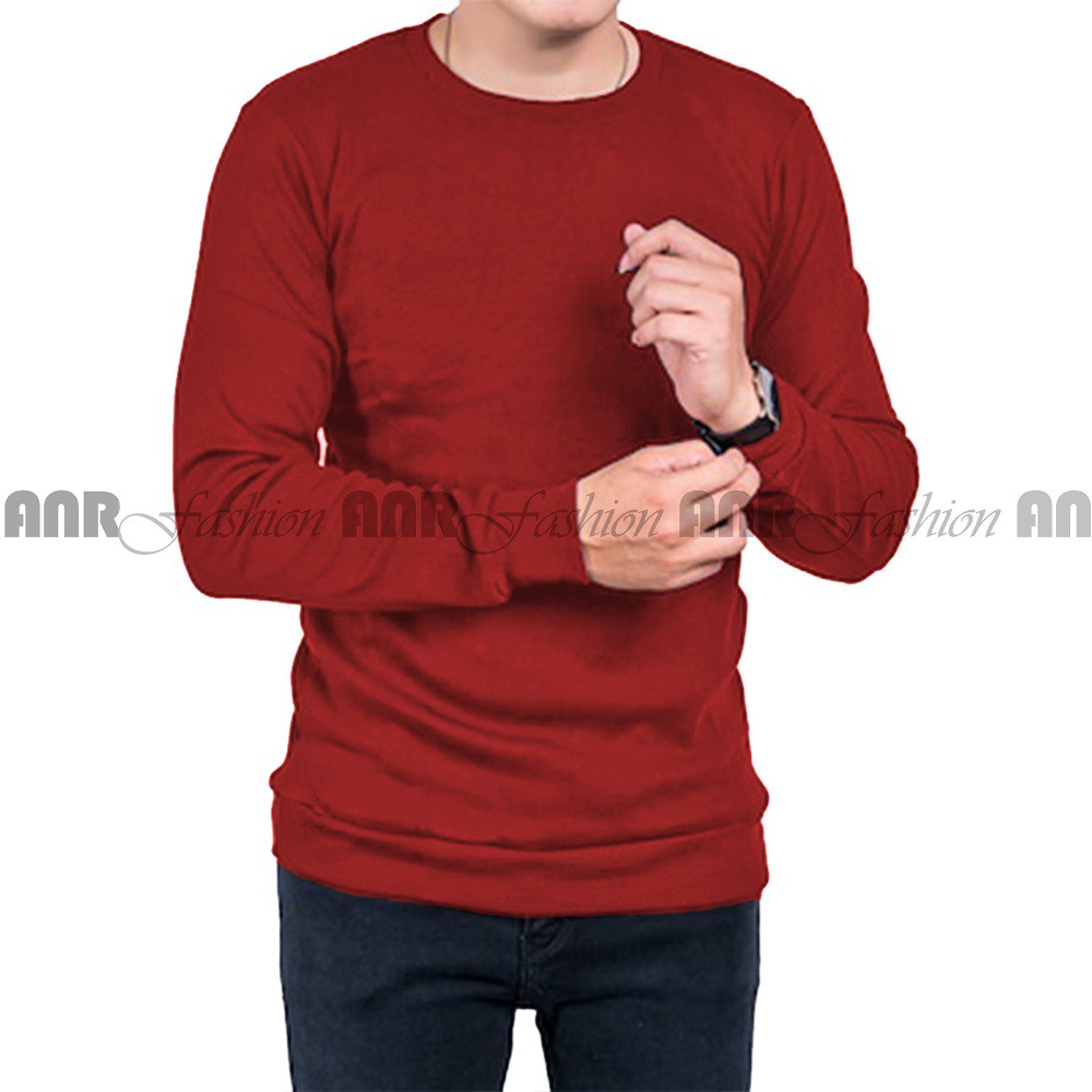 Sweater Basic Oblong Polos Pria/Cowok - Hitam/Abu Misty/Merah/Biru Navy