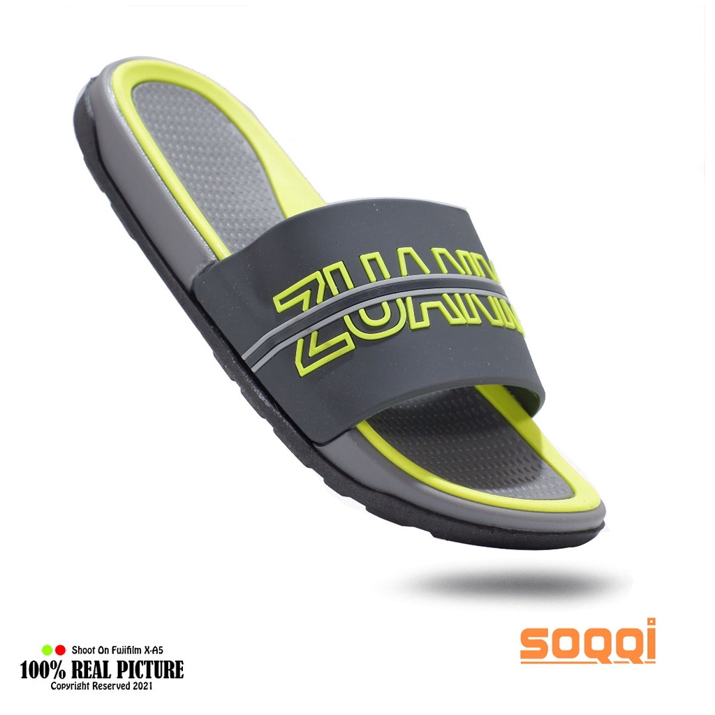 Sandal selop karet pria distro import ori sendal slop cowok laki-laki dewasa ringan terbaru model kekinian Soqqi-Blnce 2085 92X slip on promo keren cod murah 40-44