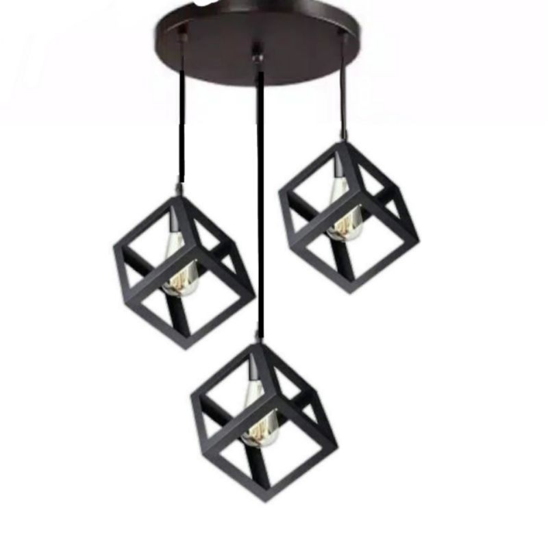 Lampu gantung 3 in 1 set kubus minimalis modern Shopee Lampu gantung 3 in 1 set kubus minimalis modern Shopee