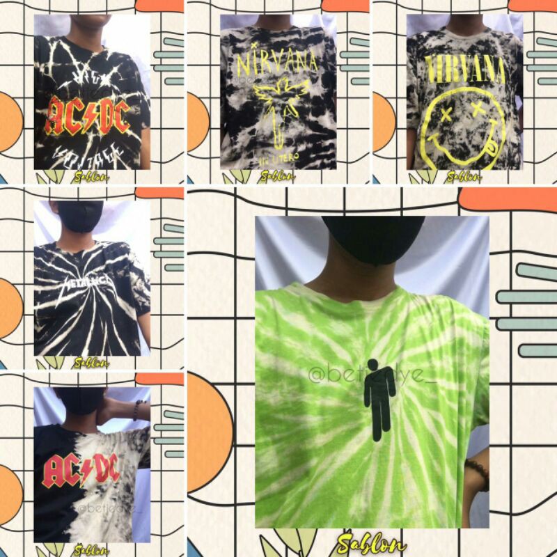 Tie Dye ACDC Billie eillish Metalica
